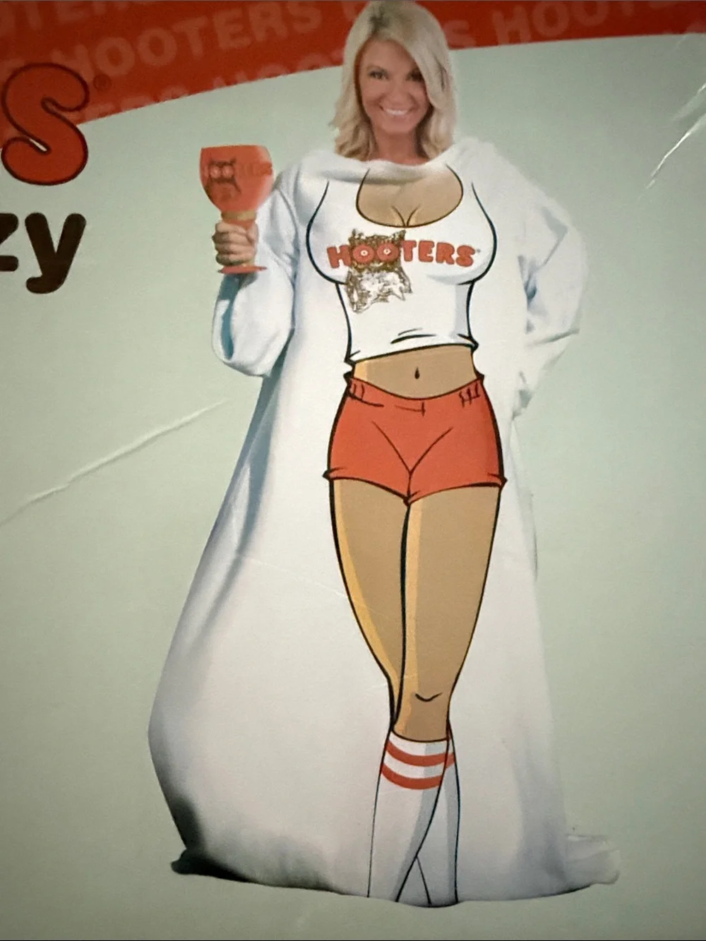 New in box Hooters White and Orange Novelty cozy Sleep Cover